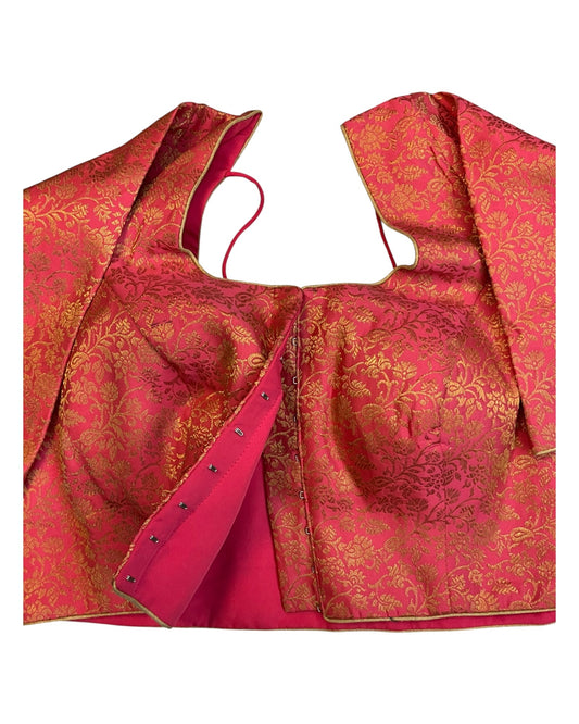 38" & 42" - Coral - Banarasi Brocade Saree / Lehenga Blouse -UK Stock - Quick Dispatch - X1126 01A25 - Prachy Creations