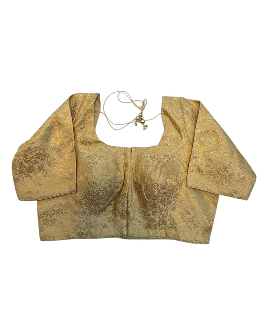 38" & 42" - Gold - Banarasi Brocade Saree / Lehenga Blouse -UK Stock - Quick Dispatch - X1126 01A25 - Prachy Creations