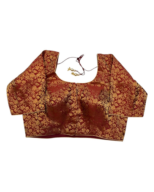 38" & 42" - Maroon - Banarasi Brocade Saree / Lehenga Blouse -UK Stock - Quick Dispatch - X1126 01A25 - Prachy Creations