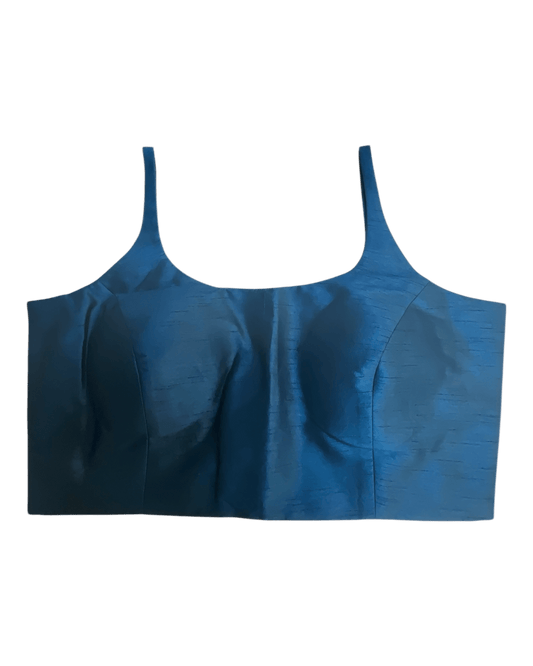 38" / UK 12 - Teal - Silky Designer Saree blouse with cups, Sleeveless - UK Stock - Quick Delivery - RNK - R651-H - Prachy Creations