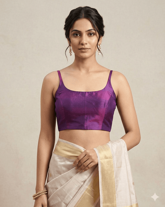 38" / UK 12 - Wine - Silky Designer Saree blouse with cups, Sleeveless - UK Stock - Quick Delivery - RNK - R651-H - Prachy Creations