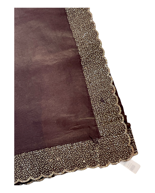 Wine / Purple - Classic Saree with Stone Work Border and Blouse Piece - UK stock - 24hr Dispatch - RS2538 VP