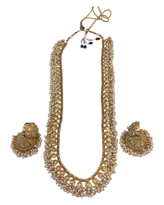 Gold & Pearl - Gold Finish Long Necklace set - Bollywood - Weddings - AE2416 11KA24