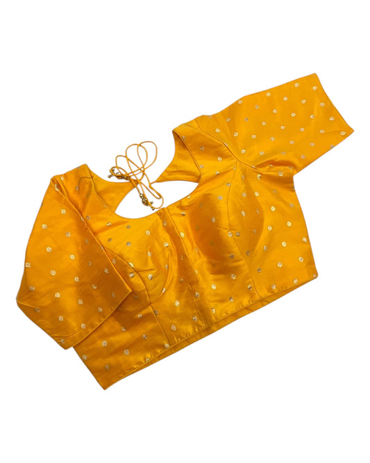 34", 38" & 42" - Yellow - Banarasi Brocade Saree / Lehenga Blouse -UK Stock - Quick Dispatch - X767 08Ap25