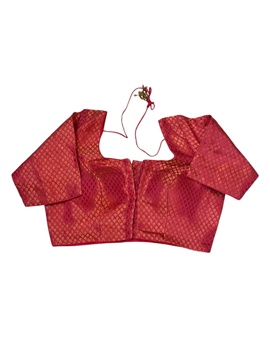 38" & 42" - Coral Pink - Banarasi Brocade Saree / Lehenga Blouse -UK Stock - Quick Dispatch - LT3 08Rp25