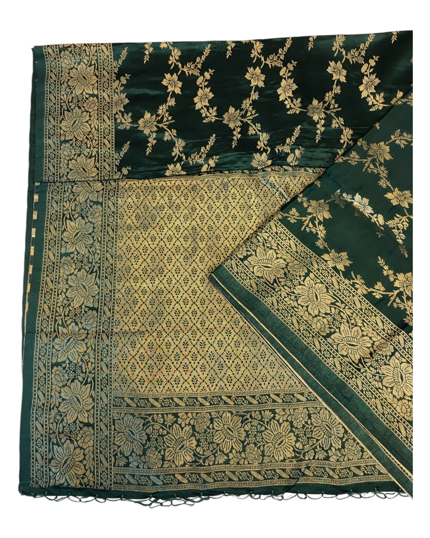 Bottle Green - Traditional Handloom Banarasi Sari / Saree - with Blouse Piece - SN2404 11VC24