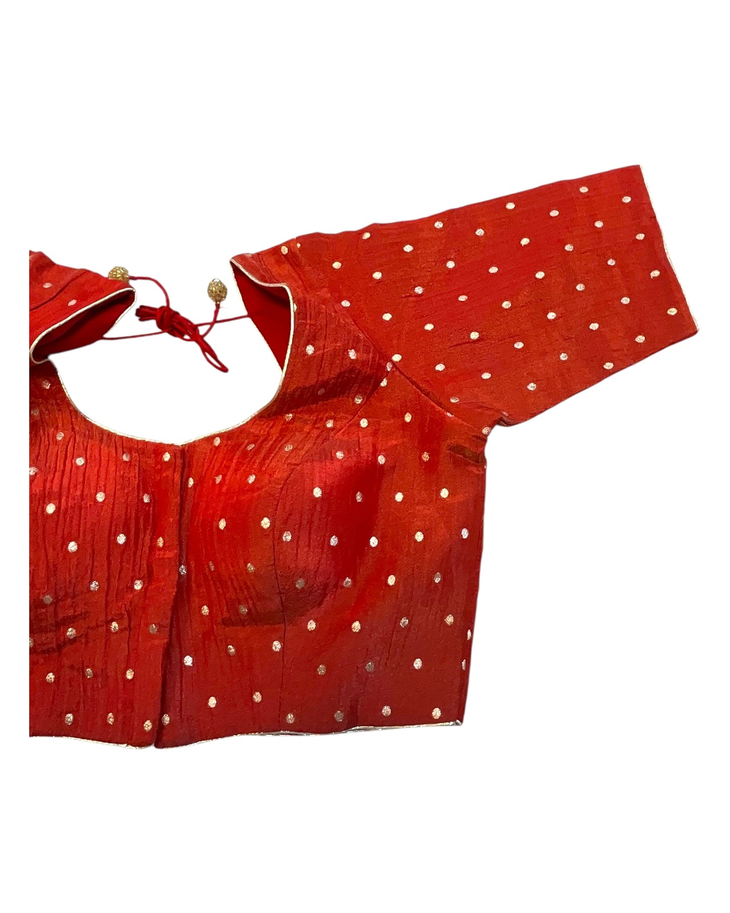 36" UK10 - Red - Banarasi Tissue Saree / Lehenga Blouse - Margin inside for adjustments - X1228 01KK25