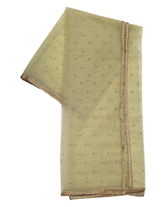 Gold - Ladies Net Dupatta with Gold Lace Border & Diamante - Mix N Match - VC2501 T0125