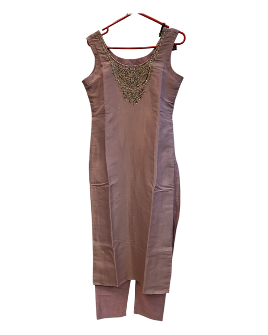 UK10 / 36" - Dusty Pink - Silky Ladies Trousers Suit - Sangeet / Henna / Temple - OC42067 TY