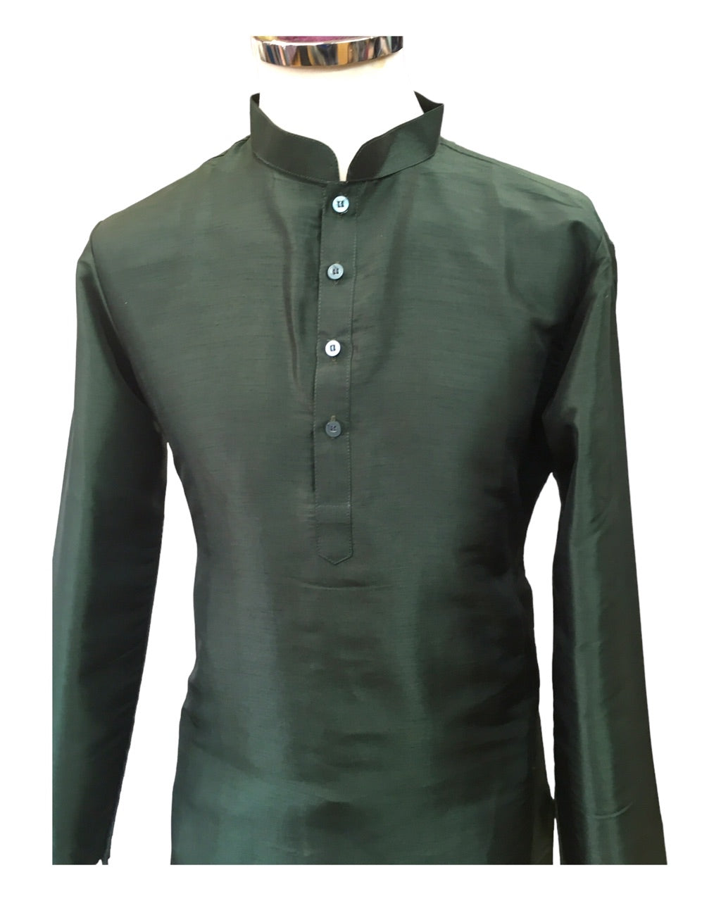 Bottle Green - Mens Plain Silky Kurta Set with matching smart trousers - Great with Waistcoats YD2320 KJ 0623