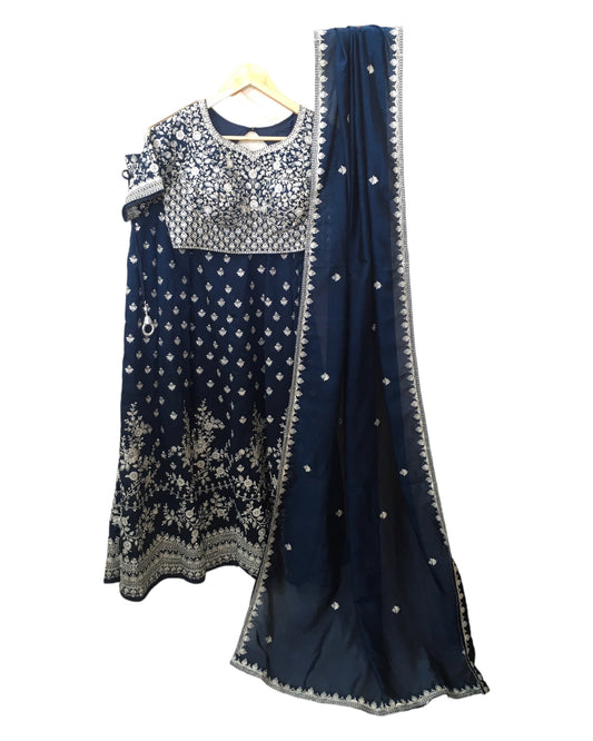 Dark Teal - Ready Made Lehenga Set - Size 12 - 38"(Loosen up to 14) ) UK Stock - 24h Dispatch - KTC24501 TJ 0524