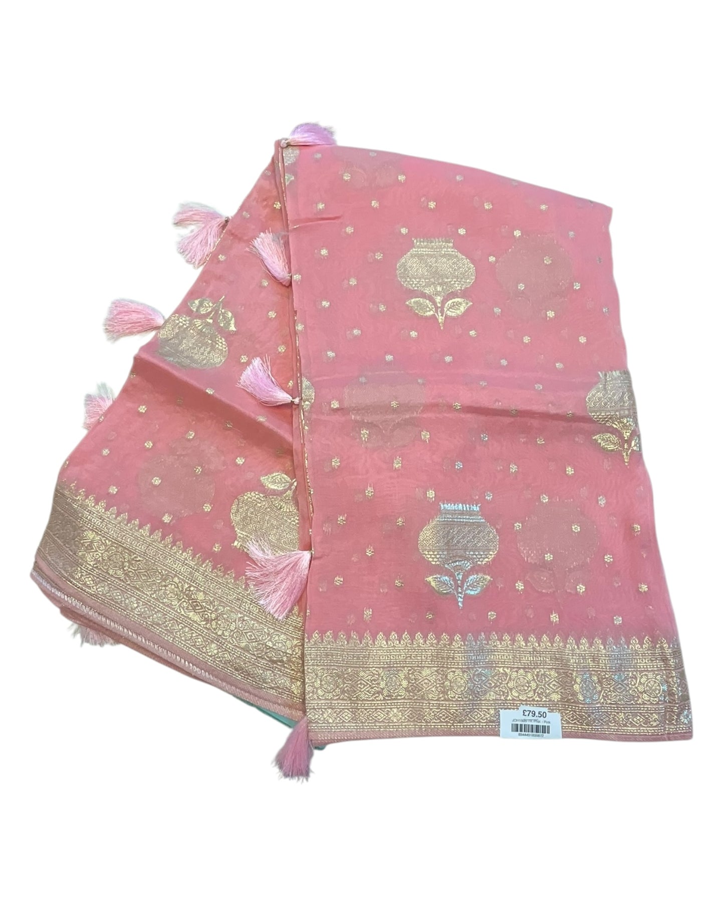 Pink - Handloom - Chiffon Banarasi Saree with Blouse Piece - JOH1606 10TK25