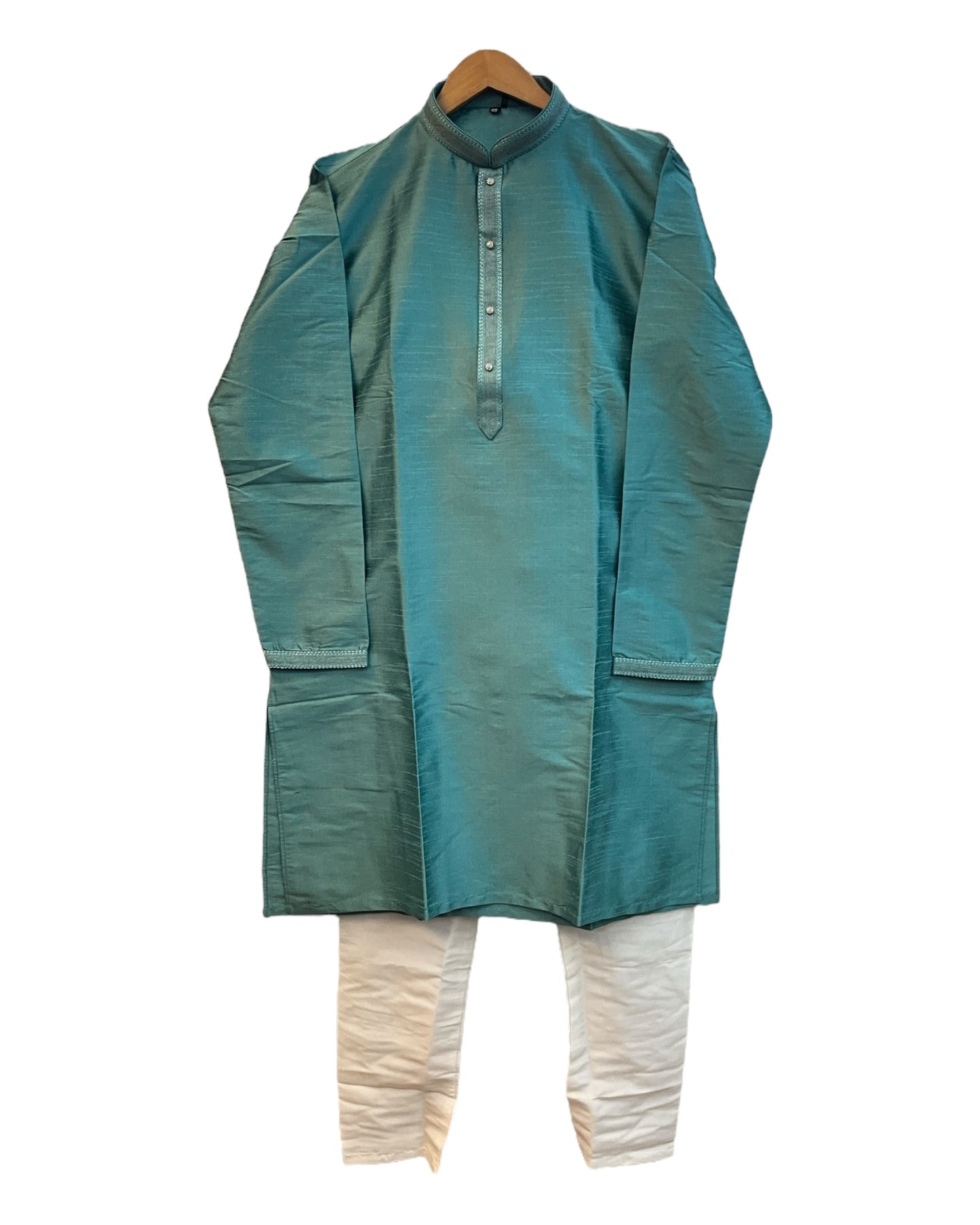 Light Turquoise Blue - Banarasi Handloom Brocade Mens Indian Kurta set - UK Stock - Weddings / Walimas , Sangeet, Diwali, Eid, Mehndi / Henna - VEE2532 KR