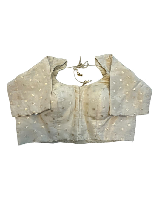 38" & 42" - Cream / Champagne - Banarasi Brocade Saree / Lehenga Blouse -UK Stock - Quick Dispatch - X1212 08H25