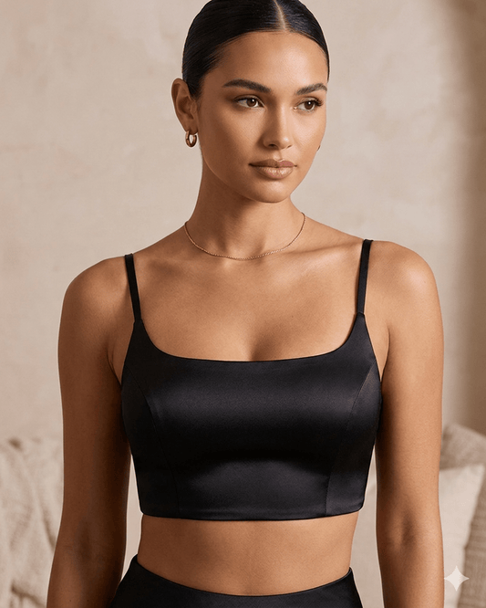 40" / UK 14 - Black - Rich Silky Thin Strap Designer Saree blouse with cups - UK Stock - Quick Delivery - RNK - R651- H - Prachy Creations