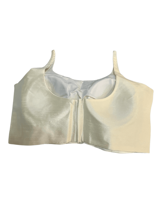 40" / UK 14 - Cream - Silky Designer Saree blouse with cups, Sleeveless - UK Stock - Quick Delivery - RNK - R651-H - Prachy Creations