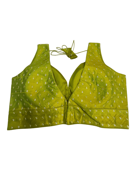 40" / UK 14 - Lime Green - Silky Designer Saree blouse with cups, Sleeveless - UK Stock - Quick Delivery - RNK - R717 KV - Prachy Creations