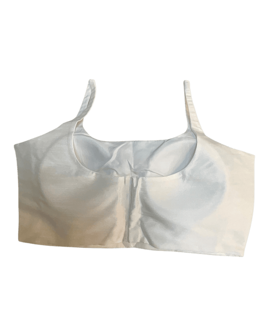40" / UK 14 - White - Silky Designer Saree blouse with cups, Sleeveless - UK Stock - Quick Delivery - RNK - R651-H - Prachy Creations