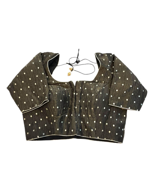 36" & 40" - Black - Banarasi Tissue Saree / Lehenga Blouse - Margin inside for adjustments - X1228 01KK25