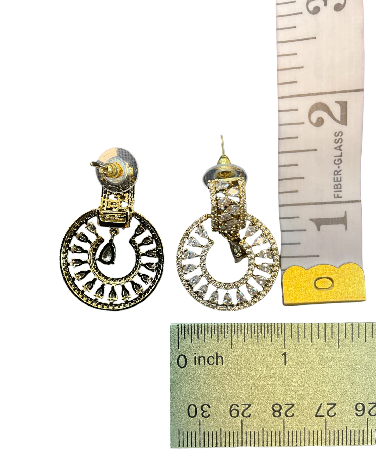 Clear - Medium - Antique Gold Finish Traditional Earrings - Bollywood - Weddings - AE2608 J
