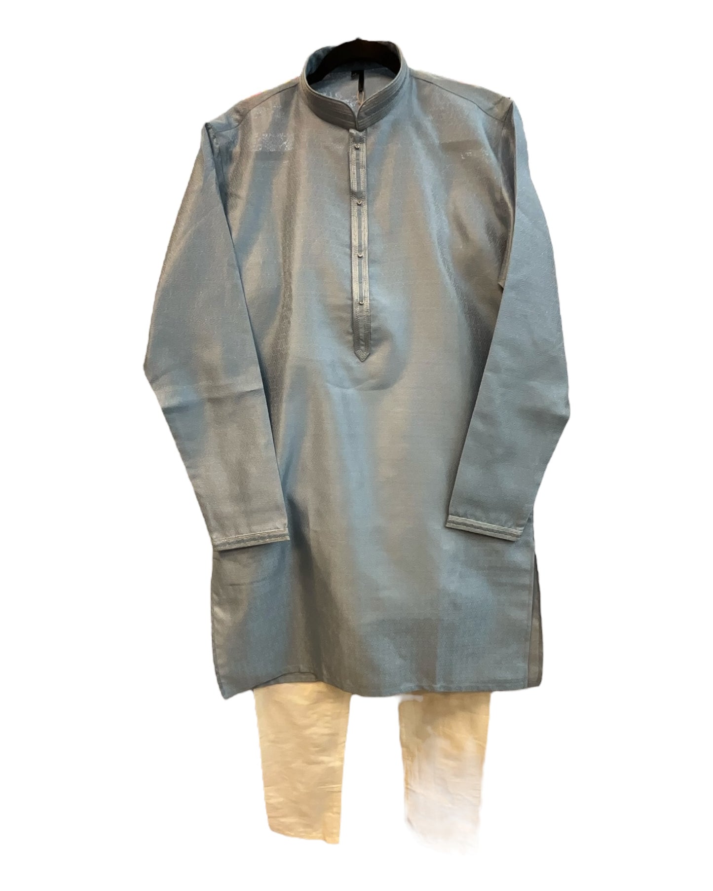 Light Bluish Grey - Silky Mens Indian Kurta set - UK Stock - Ideal to Pair with a Waistcoat - VEE2483 KH
