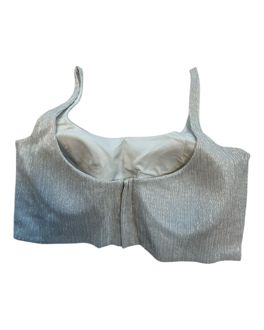 36" / UK 10 - Silver Grey - Rich Designer Saree blouse with cups, Sleeveless - UK Stock - Quick Delivery - RNK - R931-H