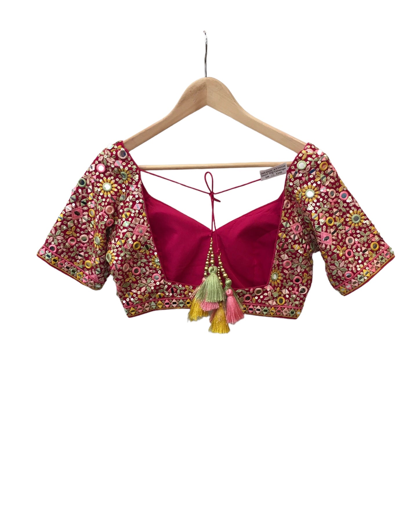 Fuchsia Pink - Mirror Work Chiffon Designer Lehenga Set - UK Stock - 24h Dispatch - JaiLaxmi KYY 0124