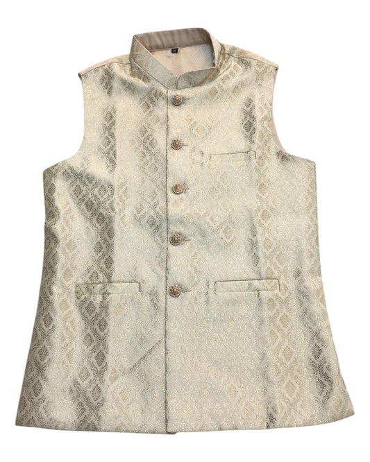 Gold - Rich Banarasi Brocade Handloom Brocade Mens Waistcoat - UK Stock- Dispatch in 24 hrs - KCS241108 KP