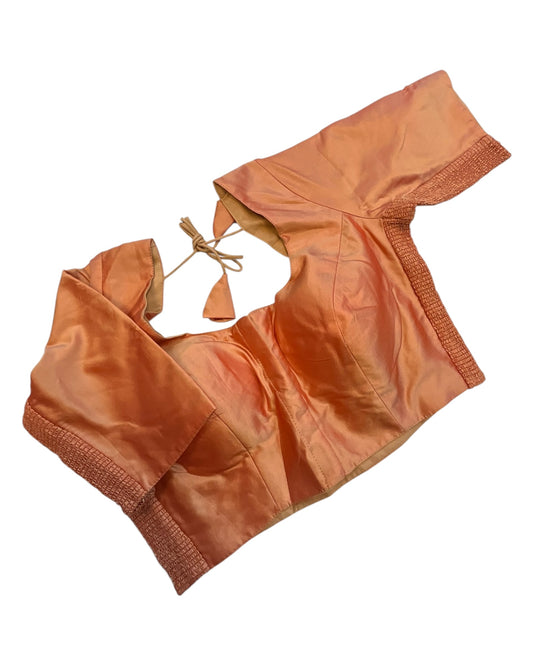 Peach - HYBRID Silky Saree blouse - With Elastic on both side for Great fit - Size 36",38", 40" S M L - VAM1216 Ap