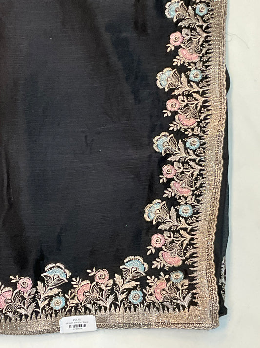 Black - Fancy Party Saree with Blouse Piece - UK stock - 24hr Dispatch - SP2607 KH