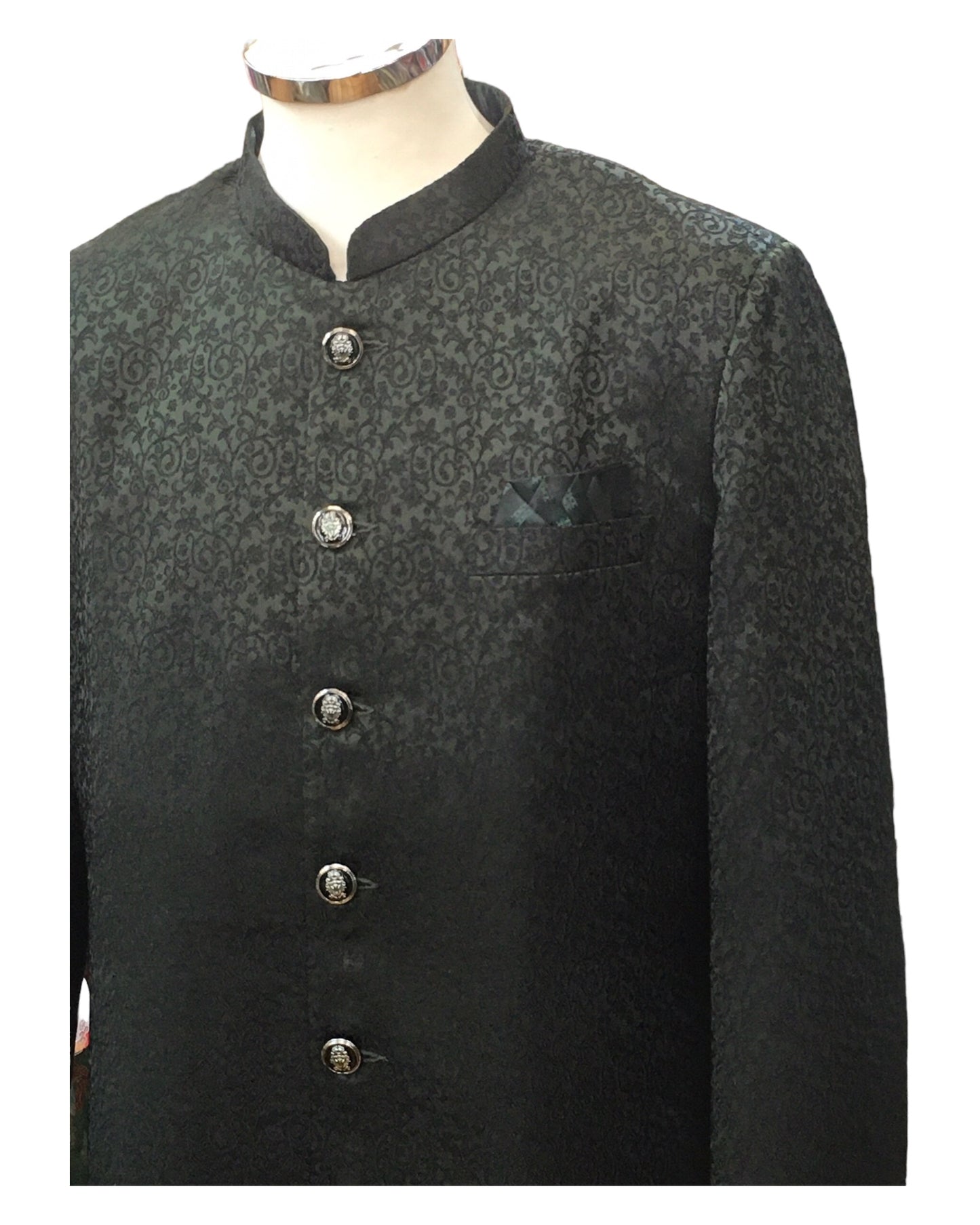 Bottle Green - Classic Self Brocade Sherwani with Quality Buttons - YD2412 06JP24