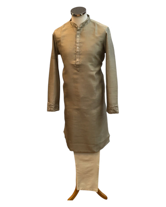 Champagne - Silky - Mens Indian Kurta set - Weddings / Walimas , Sangeet, Eid, Mehndi / Henna - NAD2511 01KJ25