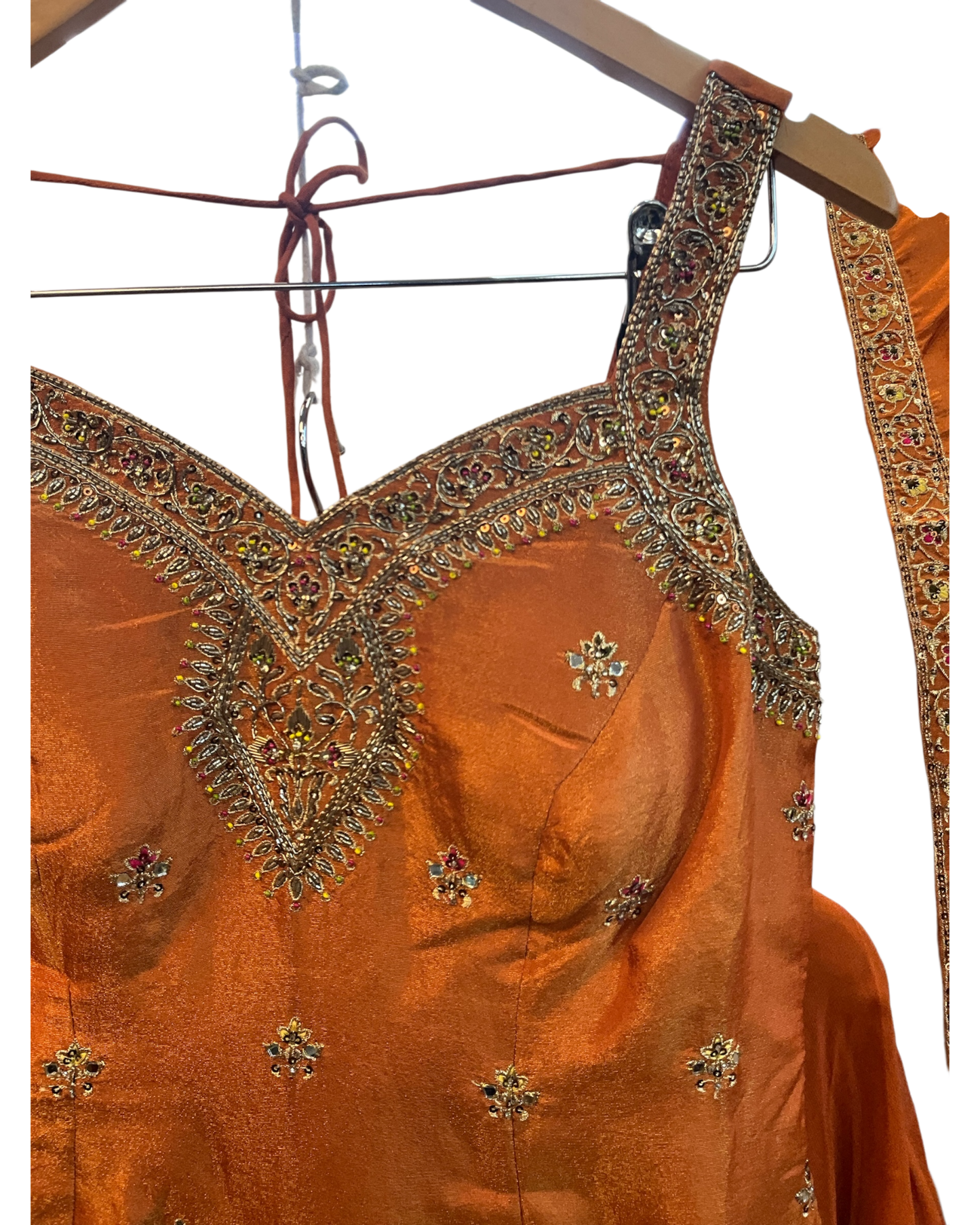 Size 12 (38") - Rust / Burnt Orange - Designer Ladies Medium Length Sleeveless Top Palazzo Trousers Suit - VMK Varuna RA