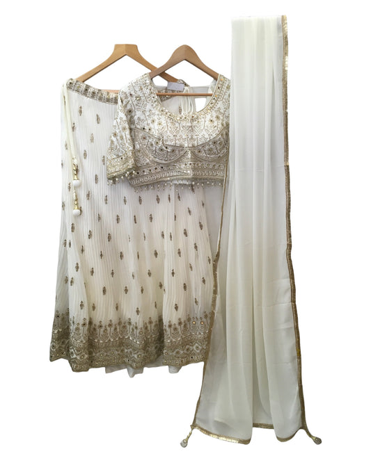 Off White - Ready Made Lehenga Set - Size 16 - 42"(Loosen up to 16) ) UK Stock - 24h Dispatch - KTC24315 TP 0324