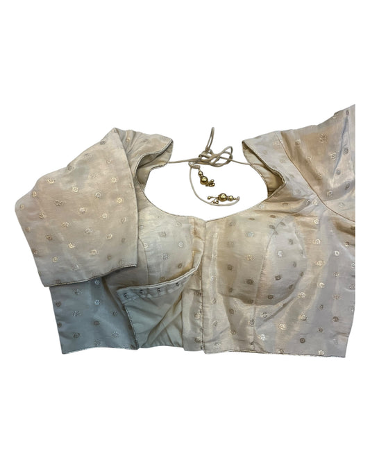 38" & 42" - Cream / Champagne - Banarasi Brocade Saree / Lehenga Blouse -UK Stock - Quick Dispatch - X1212 08H25