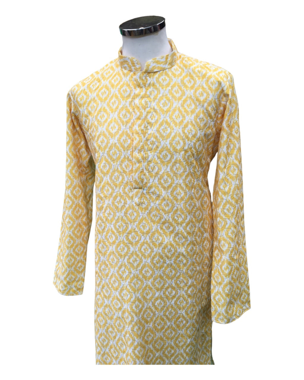 Haldi Yellow - Self Woven Cotton Men's Rich Churidar Kurta Set - YD2303 VY0323