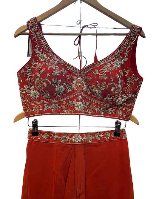 Size 12 (38") - Orange - Designer Ladies Short Top Saree Suit - VMK Bhumi PY
