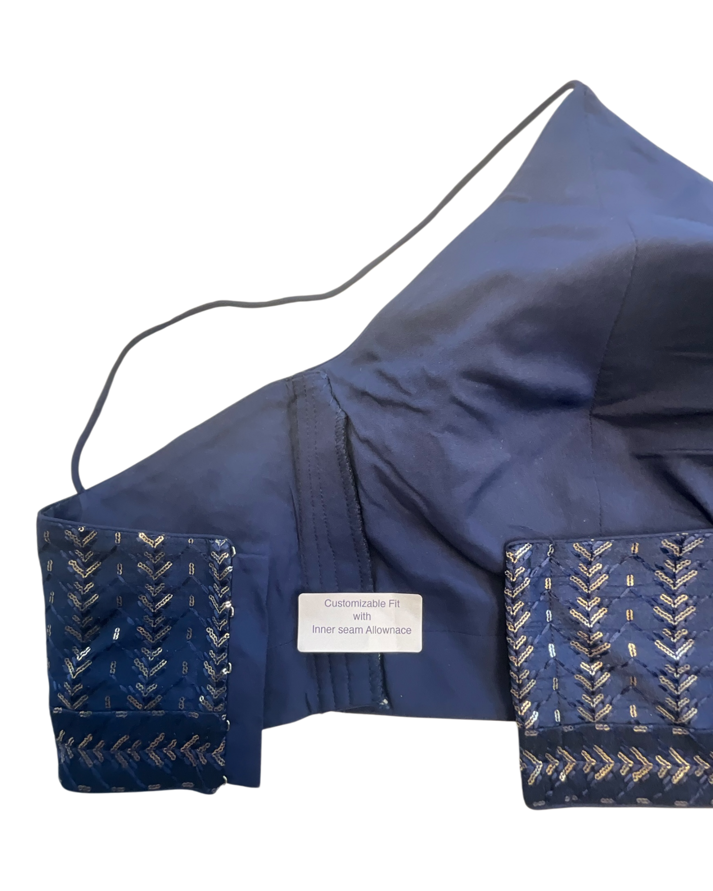 36" / UK 10 - Navy Blue - Sequins Work Strap Saree Blouse with cups - UK Stock - Quick Delivery - RNK - R780 -KK