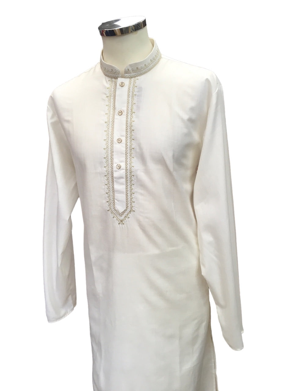 Off White - Cotton Mens Kurta Set with Thread Embroidery- Sangeet Mehendi Haldi - KCS1038 KV 1123
