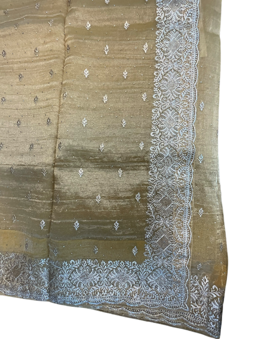 Yellow - Fancy Party Saree with Blouse Piece - UK stock - 24hr Dispatch - VFU5410 03VR26