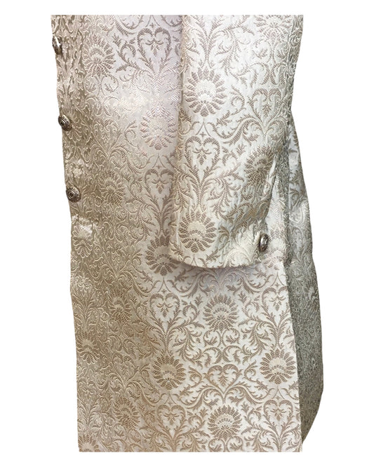 Antique Dark Gold - Classic Self Brocade Sherwani with Antique Buttons - BS786 JP 0924