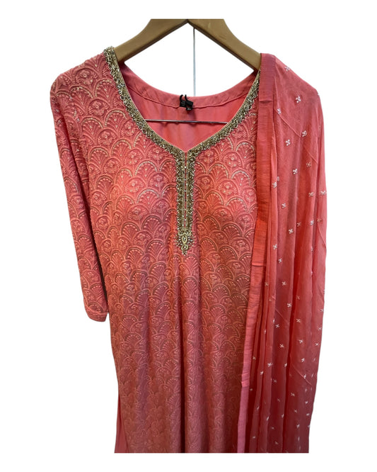 Coral - Ladies Medium Top Palazzo Trousers Suit - Size 14 (40") - KTC241030 JY