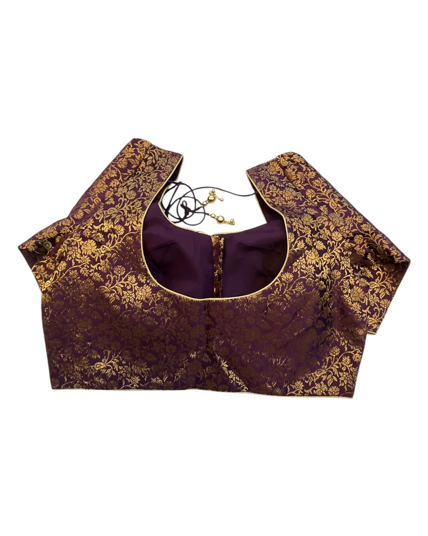 38" & 42" - Wine / Dark Purple - Banarasi Brocade Saree / Lehenga Blouse -UK Stock - Quick Dispatch - X1126 01A25