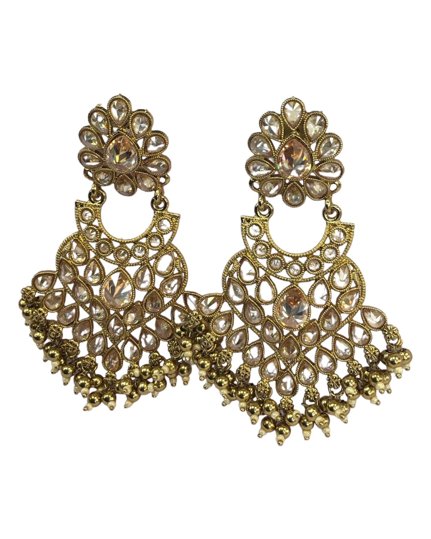 Gold - Large - Antique Finish Traditional Zhumki Earrings - Bollywood - Weddings - SV2408 A 0724