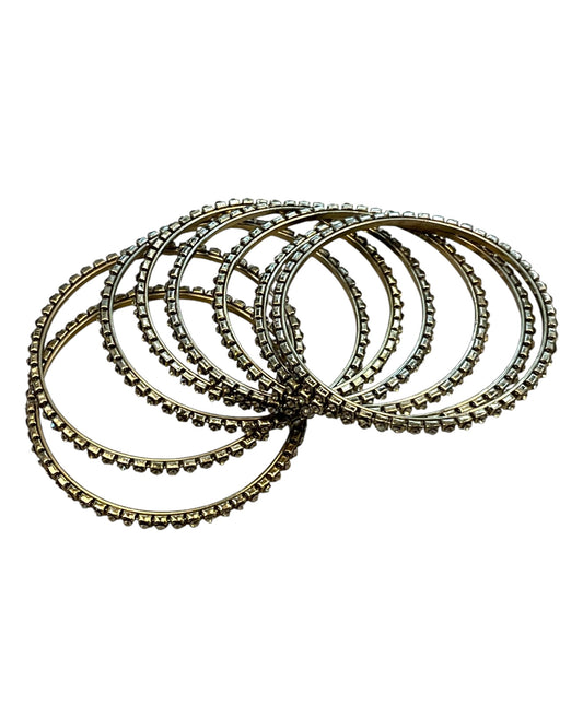 Gold Stone - Antique Gold Finish Bangles Set (Set of 8) - UK stock - SM, M, L, XL JAN3079 08Vp25