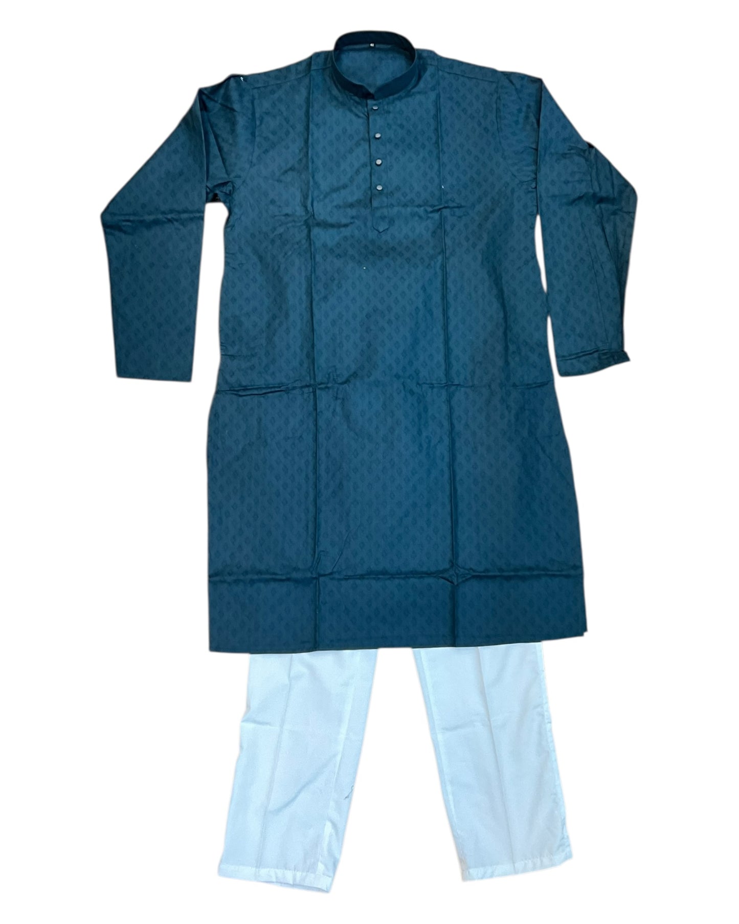 Dark Teal - Self Brocade Mens Kurta Set - Sangeet Mehendi Haldi - KCS1263 KP