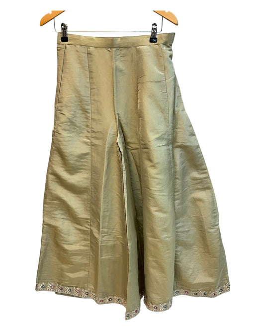 Gold - Ladies Medium Length Top Palazzo Trousers Suit - Size 12 (38") - KTC250149 TK