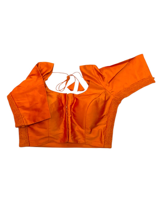 Rust / Dark Orange - HYBRID Silky Saree blouse - With Elastic on both side for Great fit - Size 36",38", 40" S M L - VAM1216 Ap