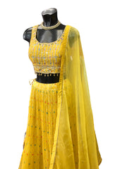 Stunning Yellow Lehenga Set with Crushed Skirt - Size 12 - UK Stock - 24h Dispatch - HD9104 CY 0124