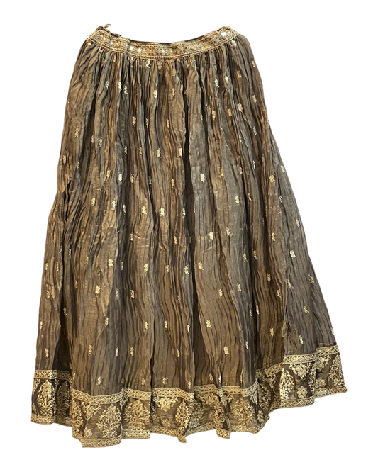 Size UK 12 (38" Bust) Adjustable to Size 14 - Antique Gold - Silky Lehenga Set - Mehndi / Sangeet / Bridesmaids / Weddings / Garba - UK Stock - 24h Dispatch - JF10906 05PA26